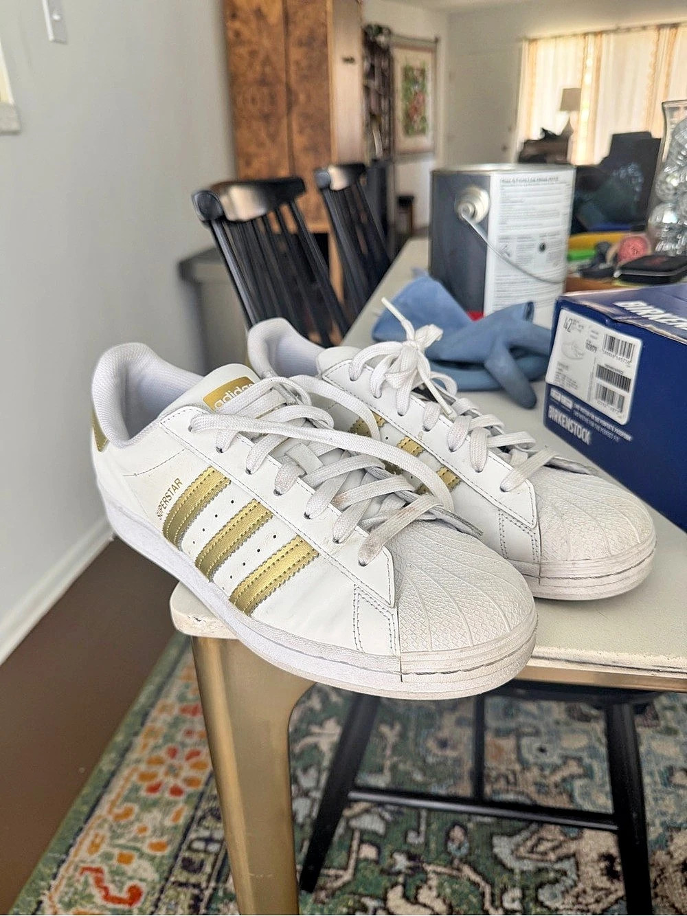 adidas Superstar Women's White & Gold Sneakers size 11